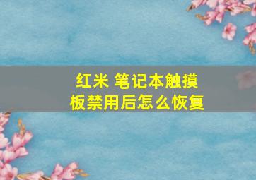 红米 笔记本触摸板禁用后怎么恢复